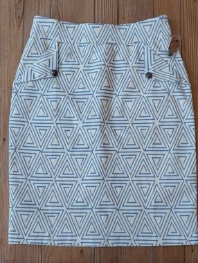 Mikarose Blue & White Triangle Print Pencil Skirt